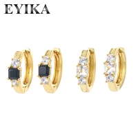 eyika fashion square zircon hoop earrings popular circle aretes de moda gold silver color mature women jewelry accessories gift