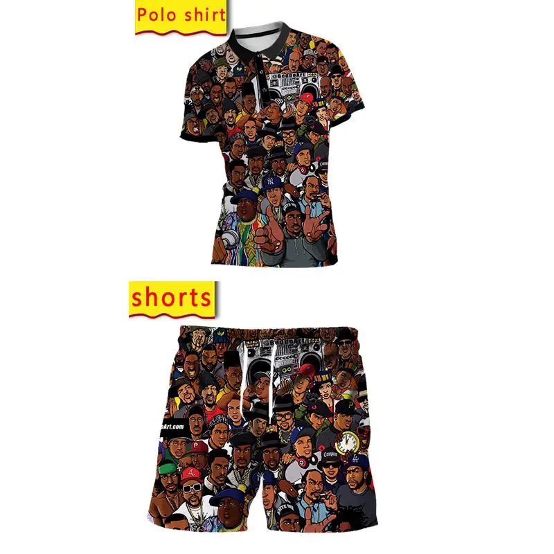 

Biggie Smalls Notorious Big 3d Print Polo Shirts and Shorts Mens Two Piece Sets Tracksuit Women Sportswear Summer Suits Clothing