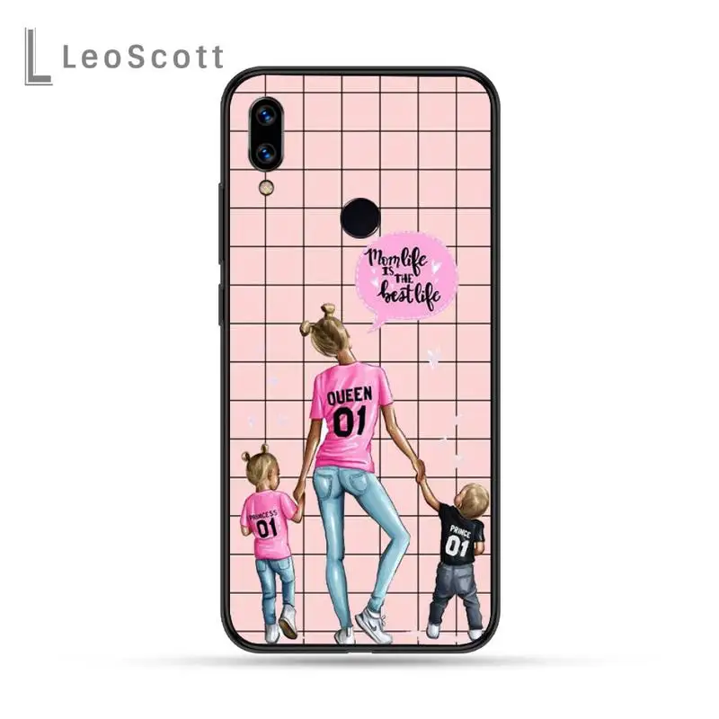 

girl Queen Mom baby pink grid Phone Case For Xiaomi Redmi Note 4 4x 5 6 7 8 pro S2 PLUS 6A PRO