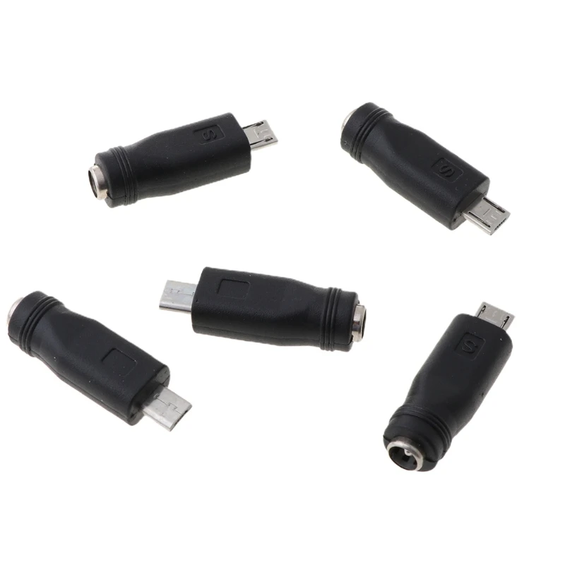 

5Pcs 5.5x2.1mm Female Jack to Micro USB Male Plug DC Power Connector Adapter