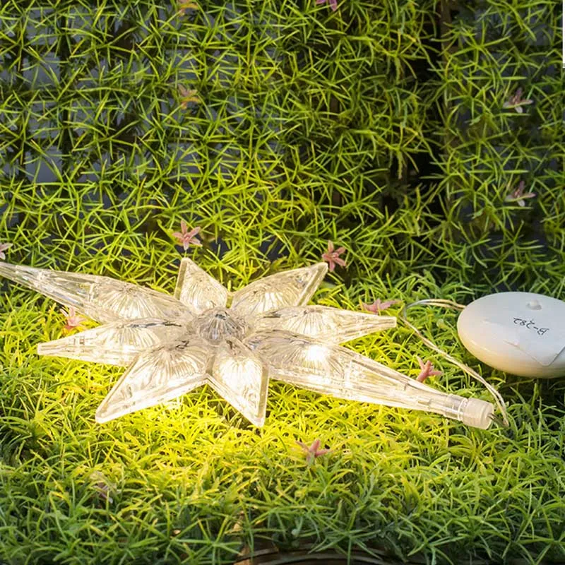 Рождественские светодиодные фонари с восьмиконечной звездой теплый белый милый