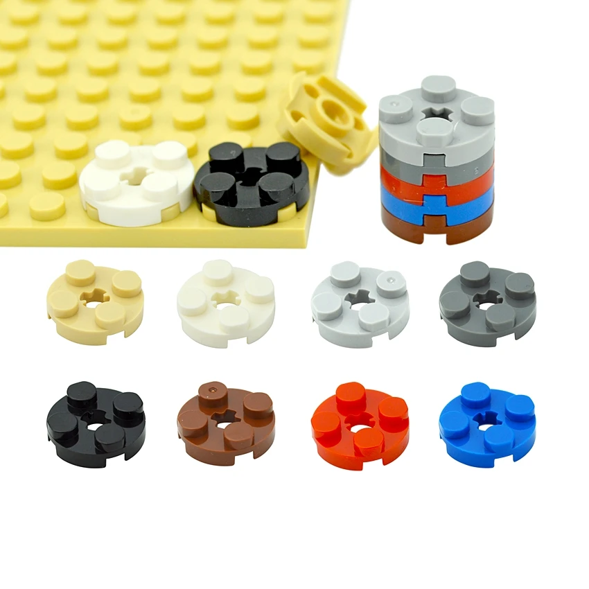 

DIY 2x2 Round 100PCS Building Blocks MOC Parts plate with cross shaft hole Educational Technical Bricks Compatible with 4032 Toy