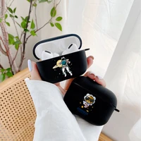 cartoon astronaut soft black tpu space case bluetooth earphone airpods cover for airpods 2 airpods1 airpods pro airpod 3