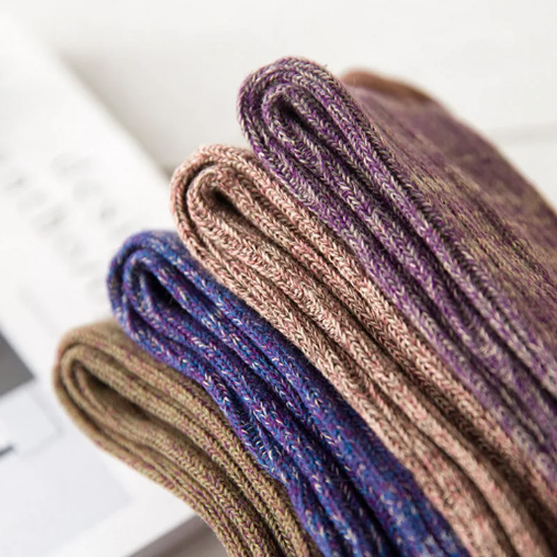 Кружевные носки женские толстые вязаные в японском стиле из окрашенной пряжи