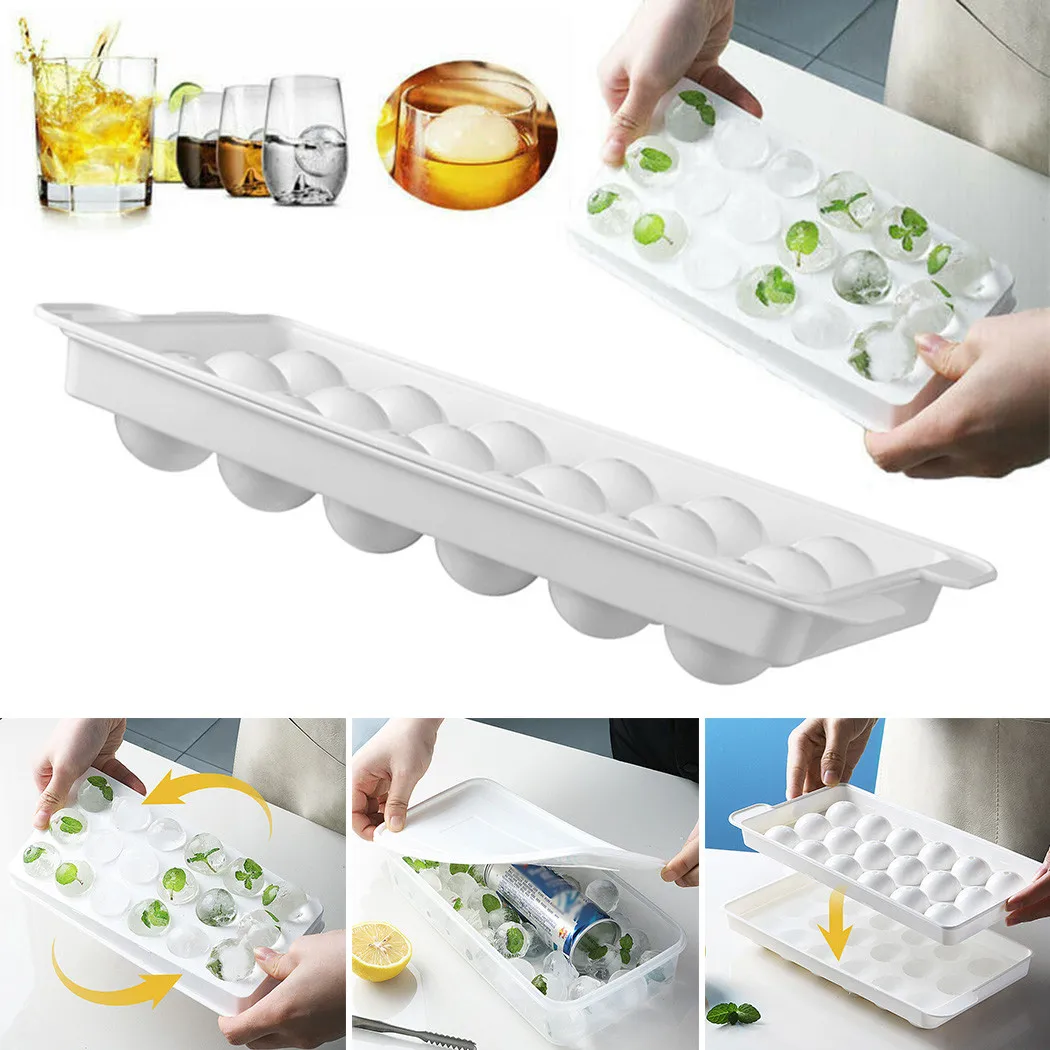 

Ice Cube Tray Ball Maker Big Silicone Mold DIY 26cm*12cm*3.2cm Size Round Mould High Quality White Mold Is Very Convenient In Yo