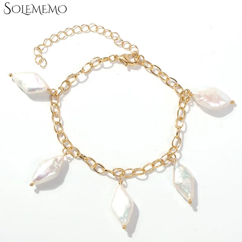 Женский браслет с пресноводным жемчугом Solememo Летний Пляжный браслет-цепочка в