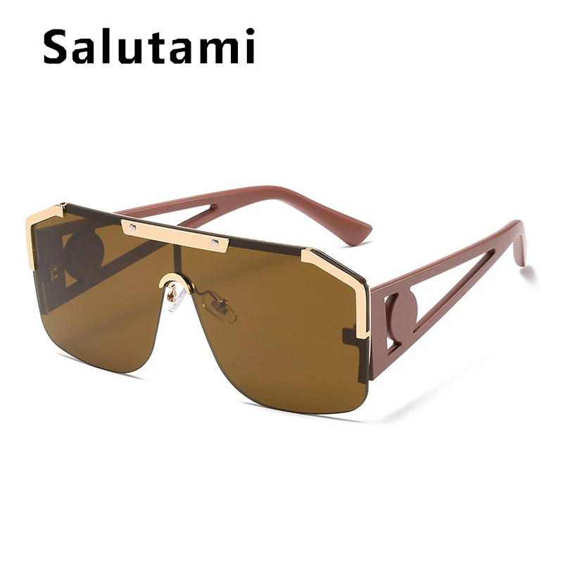 Солнцезащитные очки без оправы для мужчин и женщин модные цельные винтажные