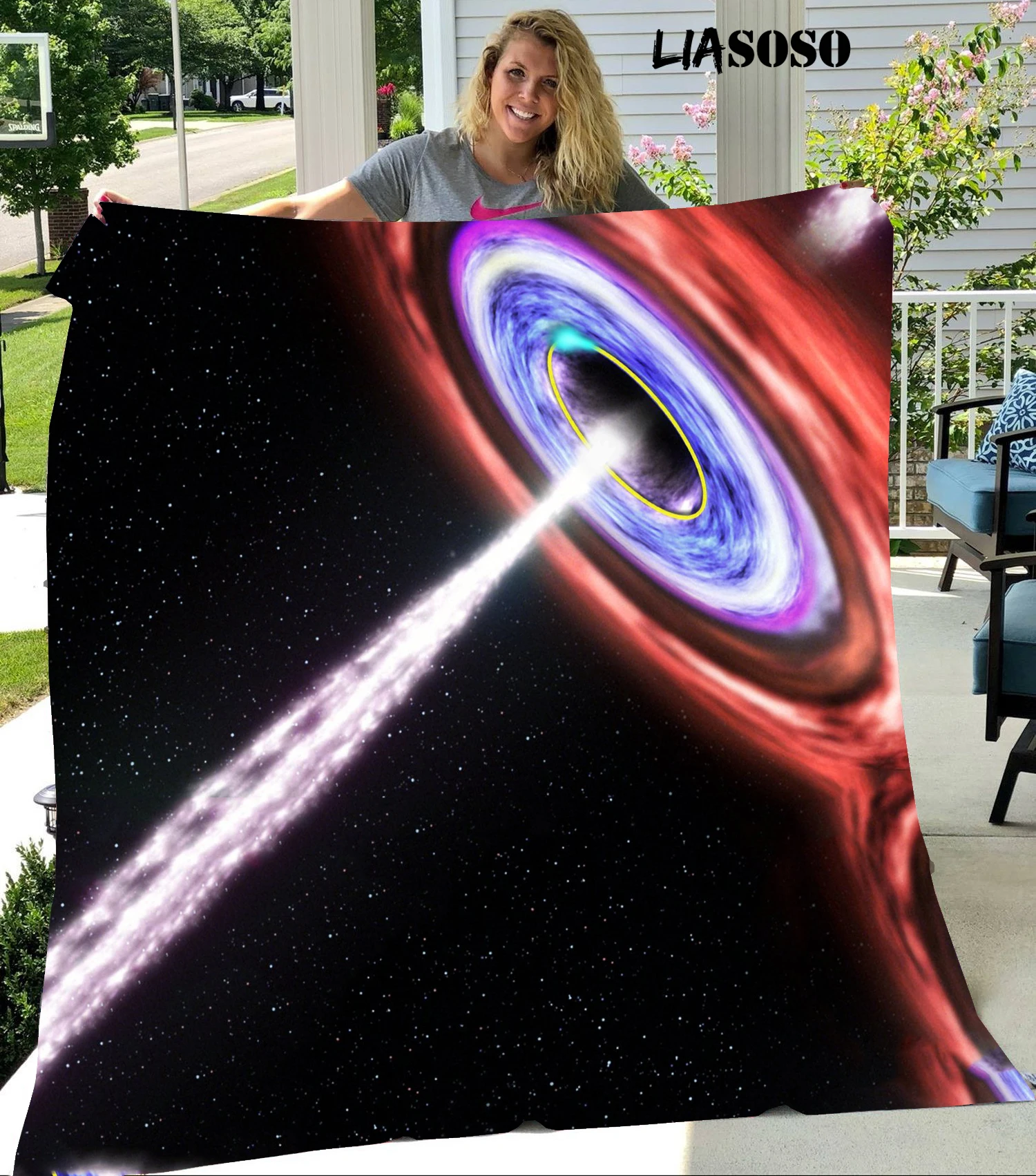 

LIASOSO 3D Printing Sofa Bedding Warm Exploration Universe Pattern Office Harajuku Plush Blanket Bedspread Soft Travel