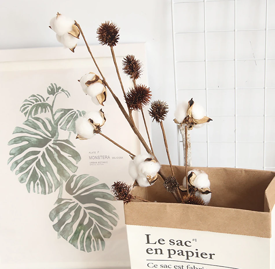 Искусственные цветы букет из хлопка естественно засушенные домашний декор для