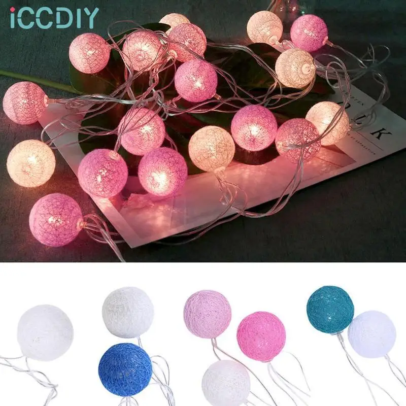 

20 LEDs Cotton Ball String Lights for Valentine Wedding Holiday Christmas Outdoor Decoration Globe Lighting Chain