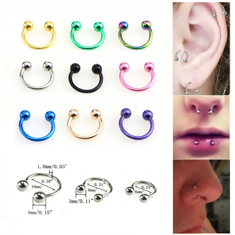 Кольца обручи для пирсинга носа из нержавеющей стали 10 шт./лот|Украшения тела| |