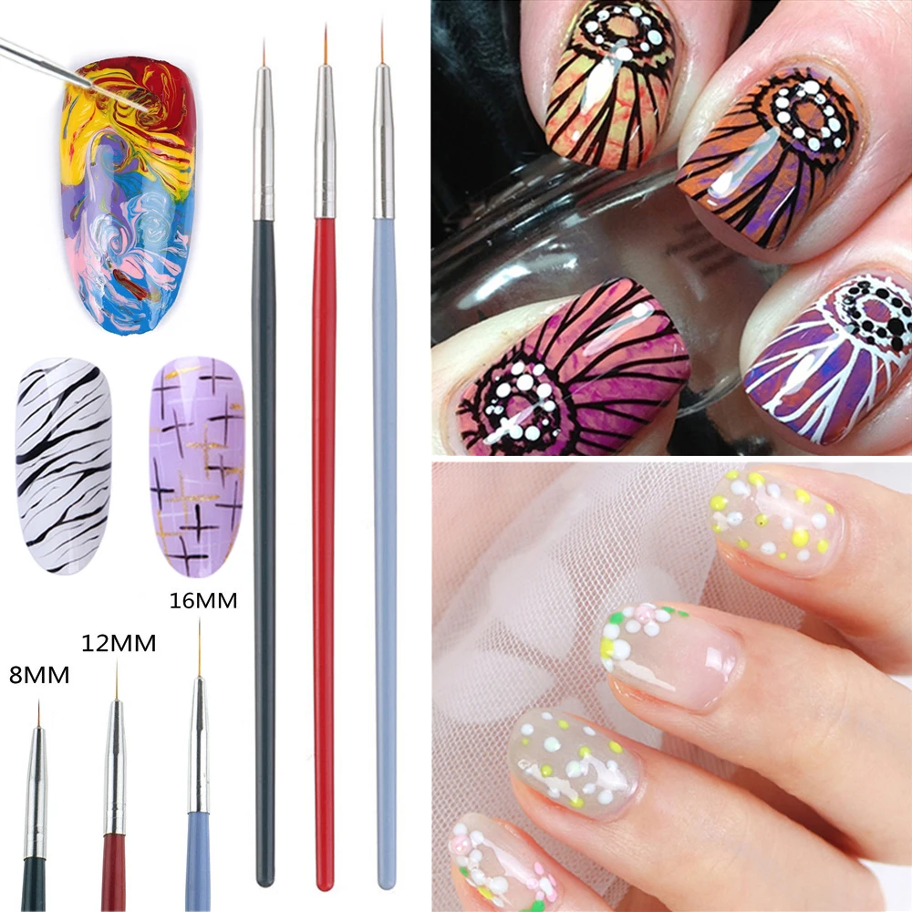 3 шт. кисть для ногтей DIY акриловый лак расширение строитель УФ гель кристаллый