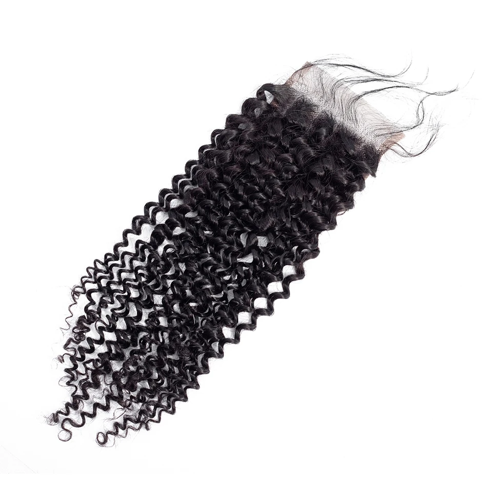GLOSSY Afro Kinky Curly 4x4 Lace Closure Human Hair Transparent Swiss Frontal Mongolian Remy Pre Plucked | Шиньоны и парики