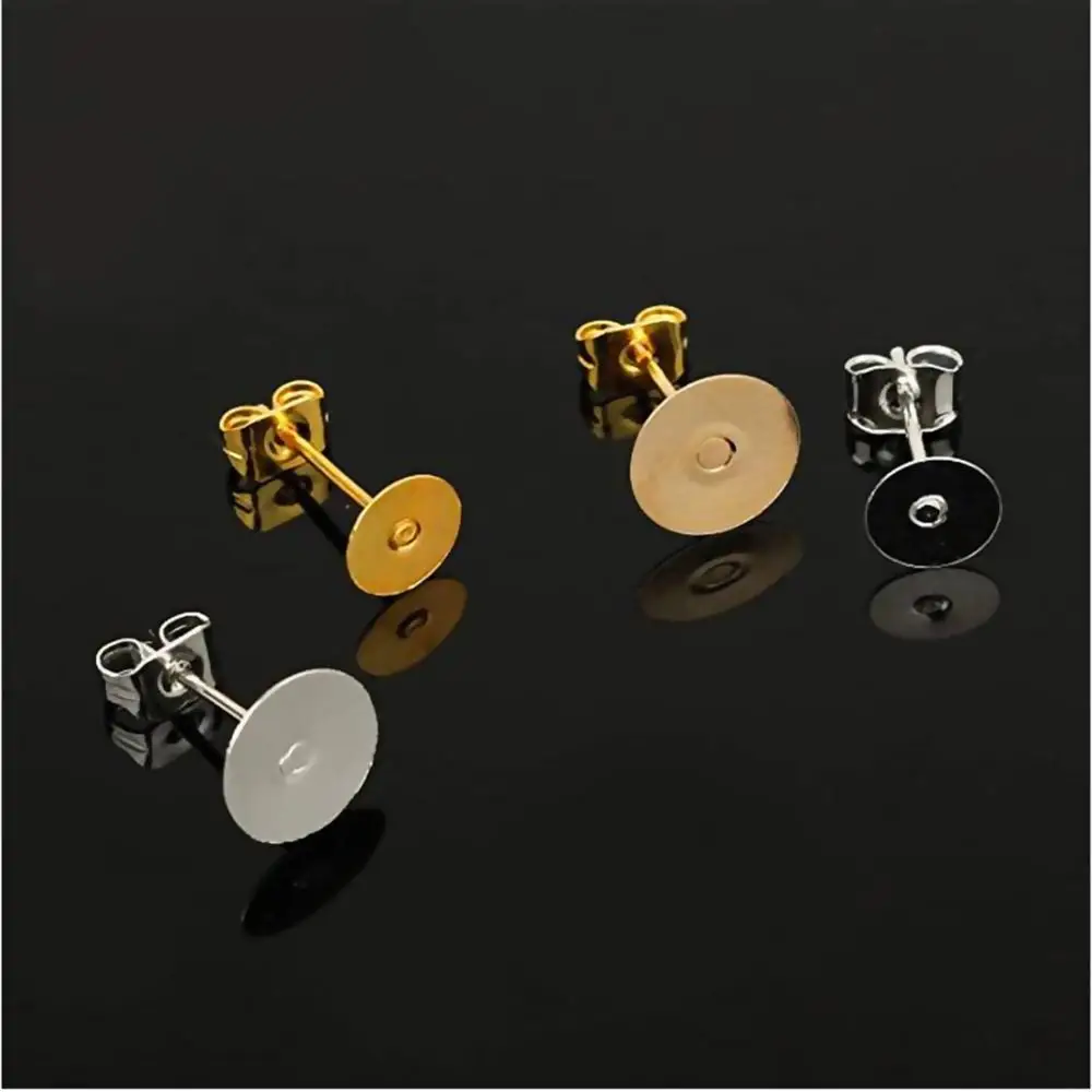 100 шт. 3 мм-12 мм гипоаллергенные серьги из нержавеющей стали плоские накладки