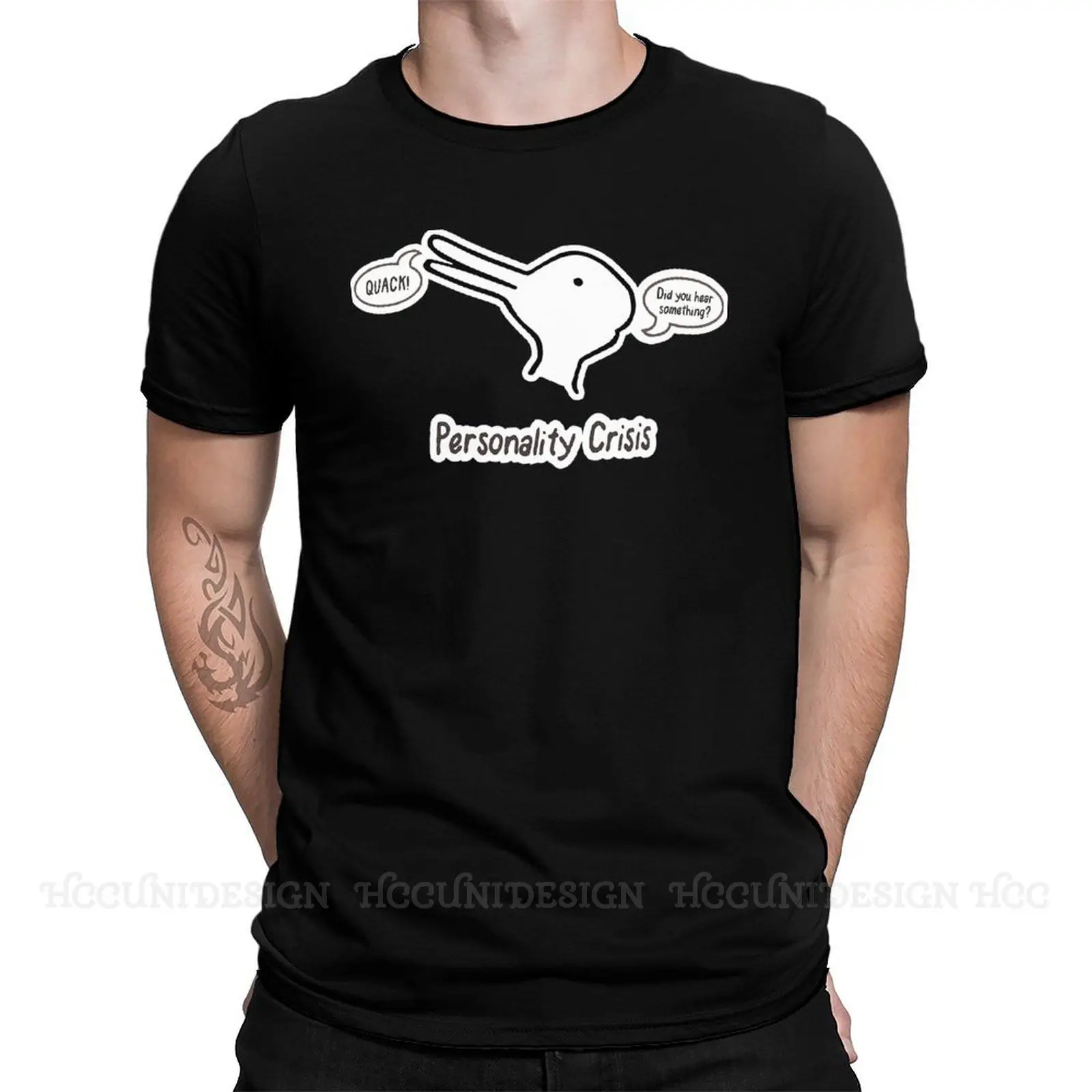 

Men's Personality Crisis T Shirts DUCK RABBIT Funny 100% Cotton Clothing Funny Short Sleeve Crewneck Tee Shirt