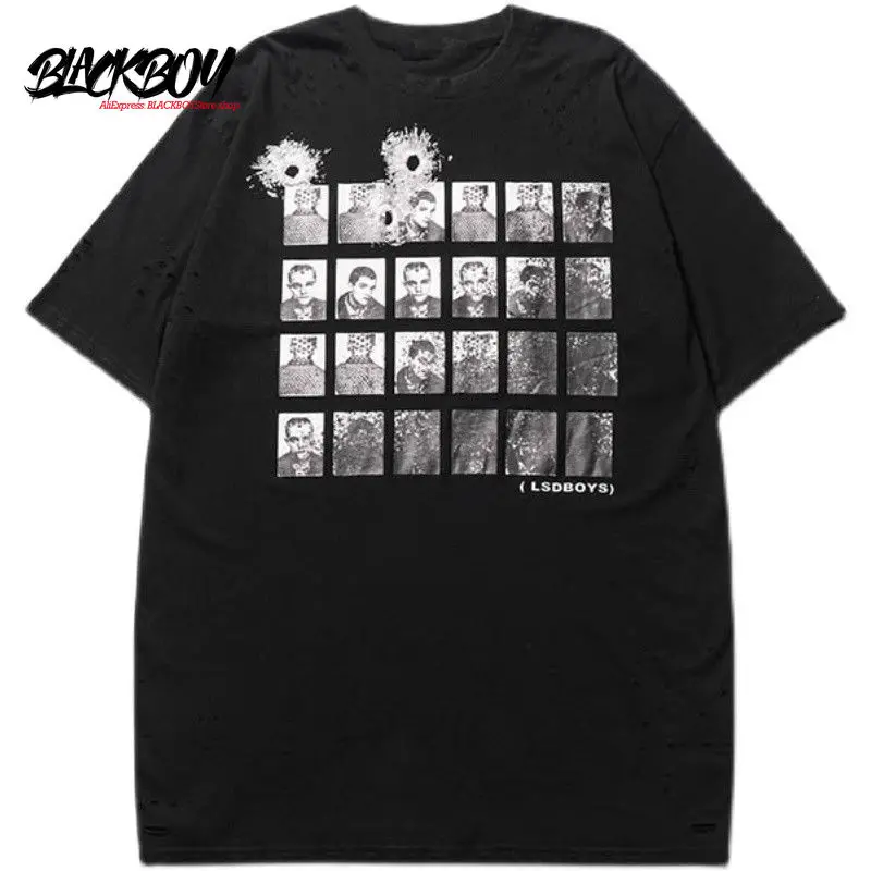 

BLACKBOY Summer's New High Street Trendy Men's T-shirt Men's Short-sleeved Ins Loose-fitting Large Printed Half-sleeved