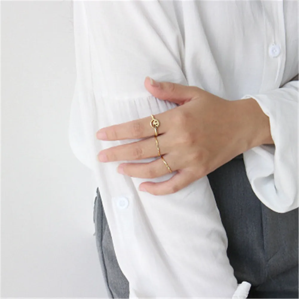 ANDYWEN 925 пробы серебряные Регулируемые кольца с улыбкой Новые поступления 2020 Рок