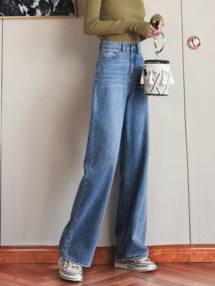 

Fashion Y2k Harajuku Straight Pants Woman Jeans High Waist Clothes Wide Leg Denim Clothing Blue Streetwear Vintage Quality