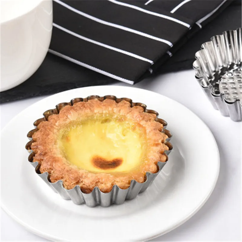 

5/10PCS Silver aluminum Cupcake Egg Tart Mold Reusable Cookie Pudding Mould Nonstick Pastry Muffin Baking Tartlets Pans Tools