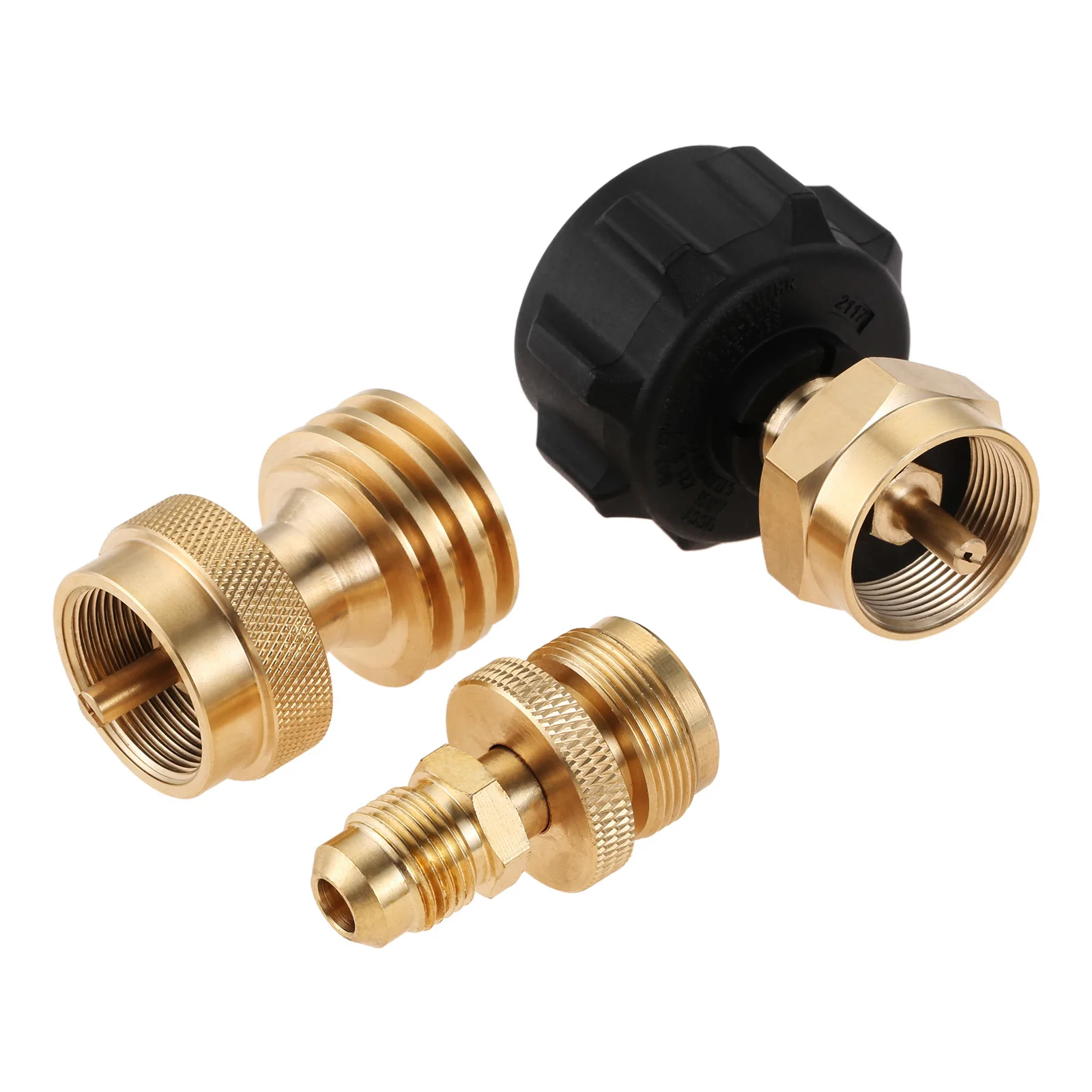 

3pc/set Propane Refill Adapter Solid Brass Kit for 1LB QCC1 / POL Tank Regulator Throwaway Disposable Bottle Grill Burner Heater