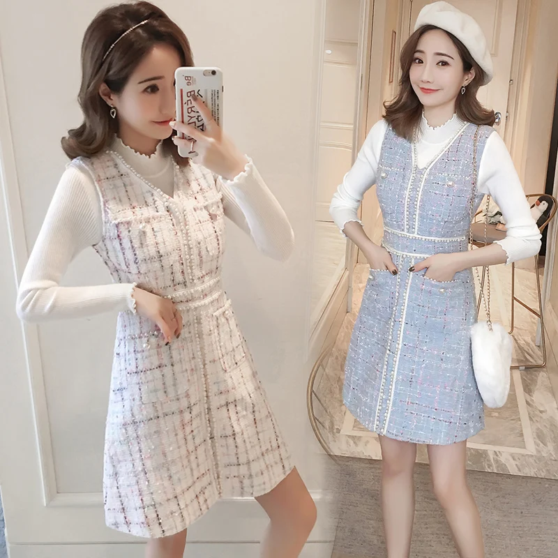 Женский зимний белый вязаный свитер Топ И v-образный вырез клетчатый жемчуг