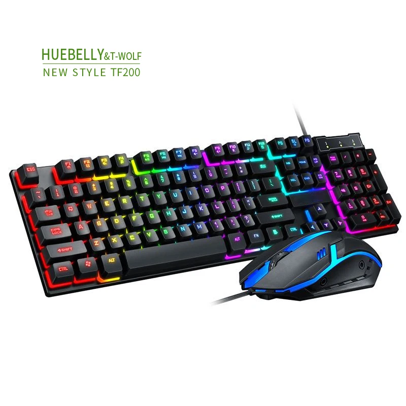 

Игровая клавиатура и мышь HUEBELLY Tf200 с подвешенной USB ручкой, механическая Проводная игровая клавиатура и мышь