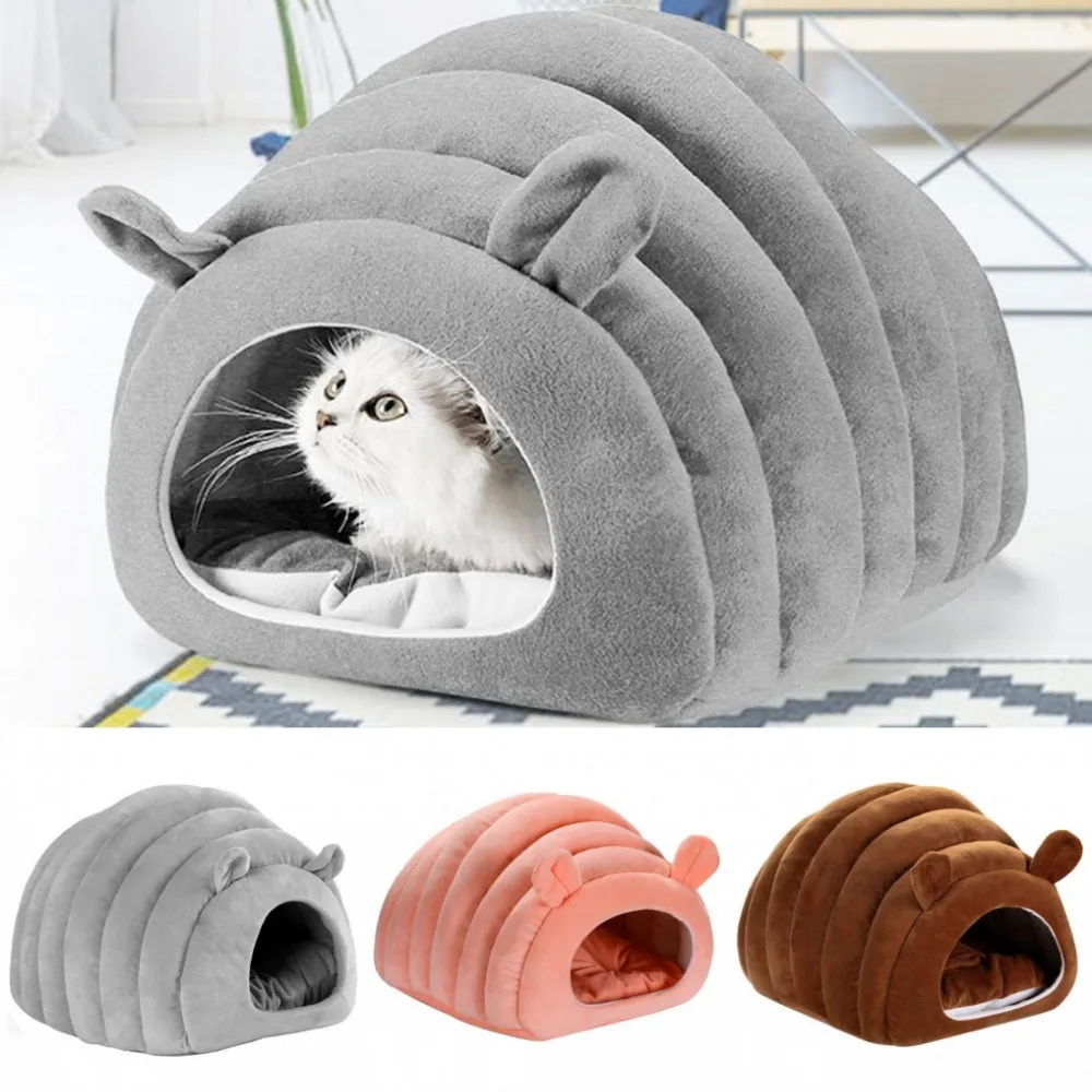 

Pet Bed For Cats Dogs Soft Nest Kennel Cave House Kitten Sleeping Bag Mat Pad Large Size 45*40*35CM Cozy Beds Pets Supplies