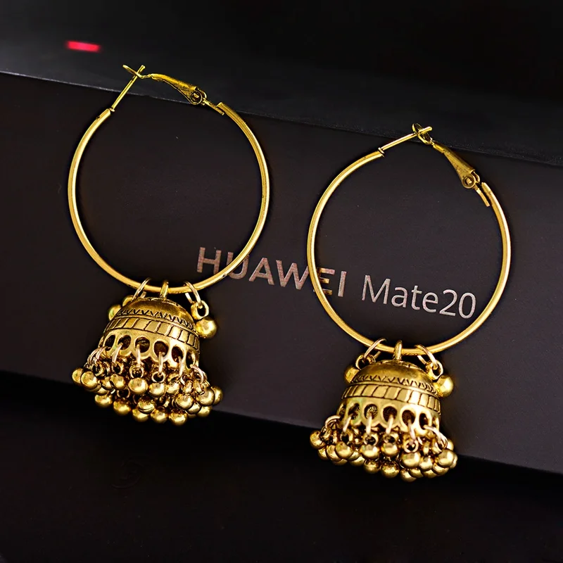 OIQUEI 2019 New Indian Jhumka Bohemian Ethnic Round Big Bells Drop Dangle Earrings For Women Gypsy Jewelry Ornaments Accessories | Украшения