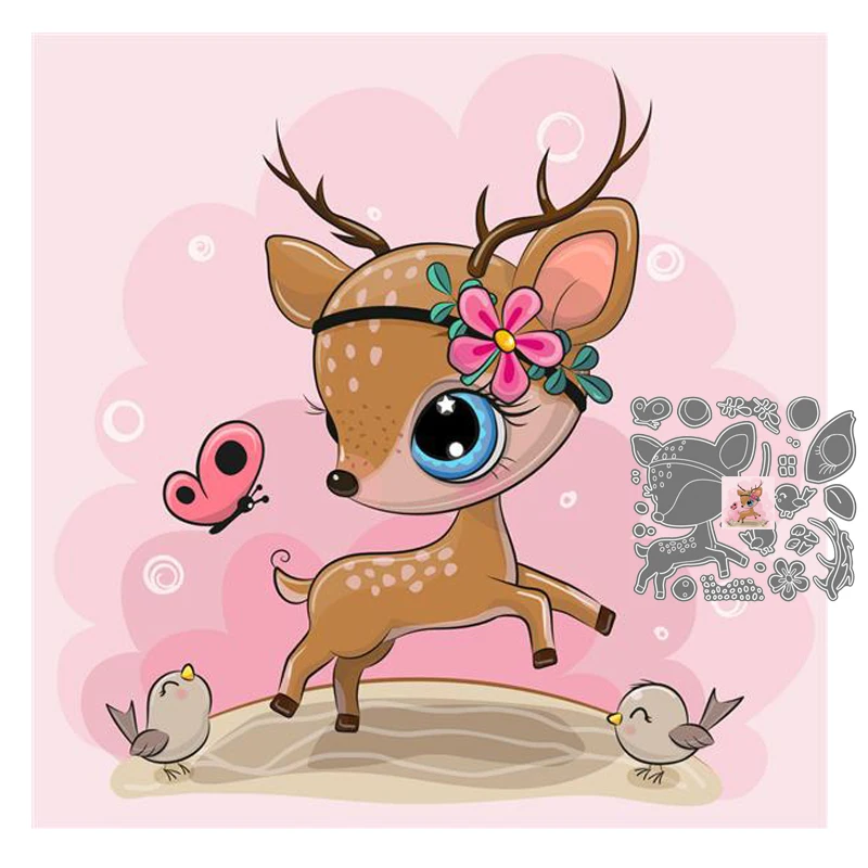 

2022 New Metal Cutting Dies Christmas Sika Deer Deerlet Stencils Die Cut Mould for DIY Scrapbooking Album Paper Card Handicrafts