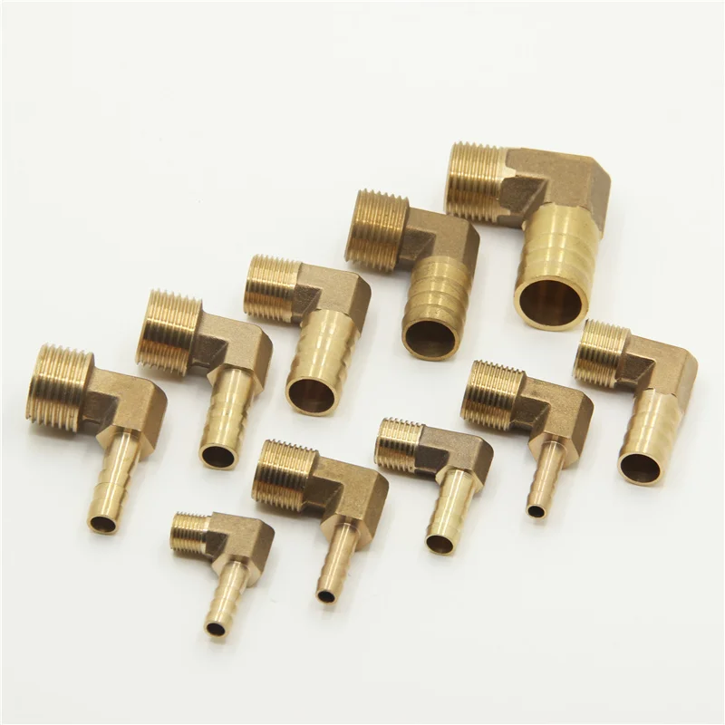 Brass Hose Barb Fitting Elbow 6mm 8mm 10mm 12mm 16mm To 1/4 1/8 1/2 3/8" BSP Male Thread Barb PL Type Connector Joint Adapter images - 6