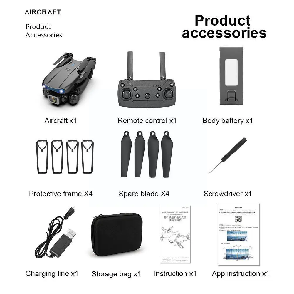 Черный Дрон с двойной камерой 3e99pro для аэрофотосъемки дистанционным управлением