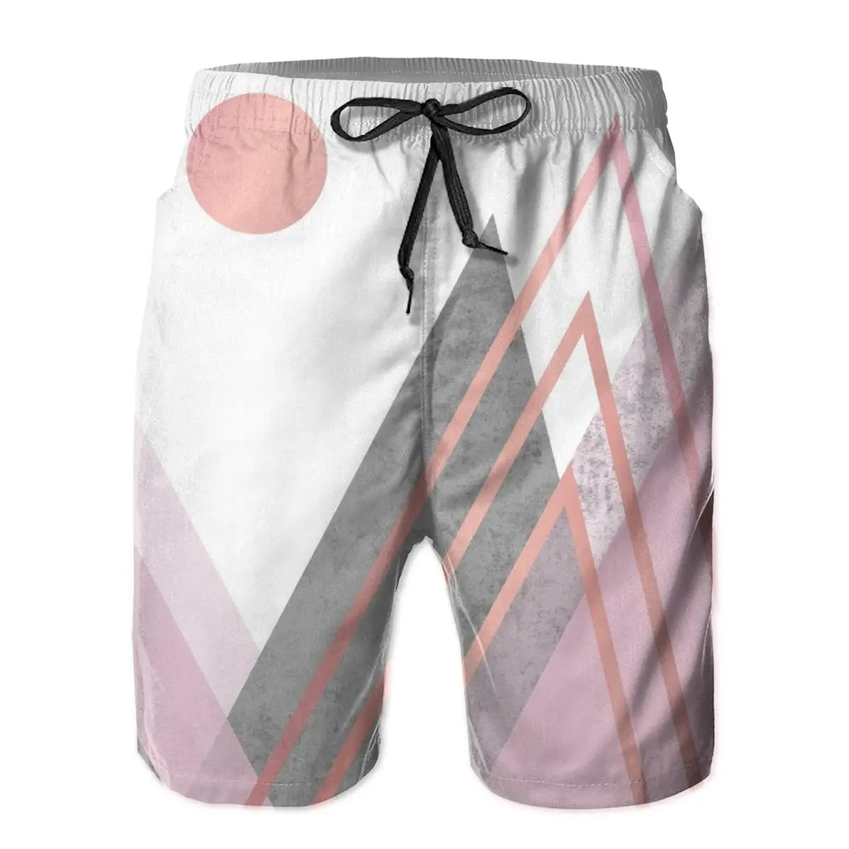 

Mens Shorts Abstract Mountain Pink Surfing Beach Board Swimming Sport Quick Dry Mesh Graphic Pretty Short for adult