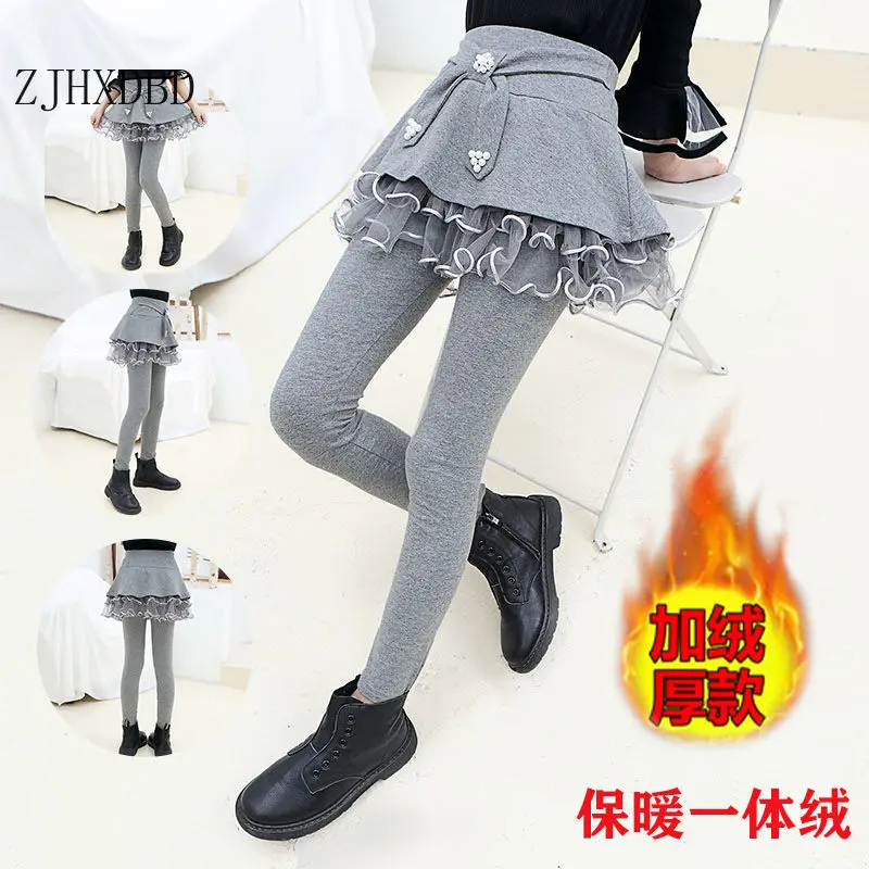 2020 Kids Trousers Autumn Leggings for Girls Skirt Pants Cotton Baby Clothes Plus Velvet Toddler Boy Tight Children Sweatpants | Детская