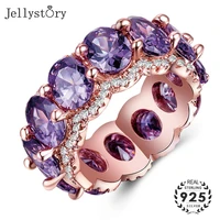 jellystory trendy women ring for wedding jewelry oval colored gemstone round circle rose gold color hot selling jewelry 2020