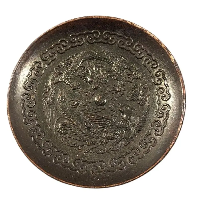 

Chinese Old Copper Collection Pure Copper Dragon Phoenix Pen Wash