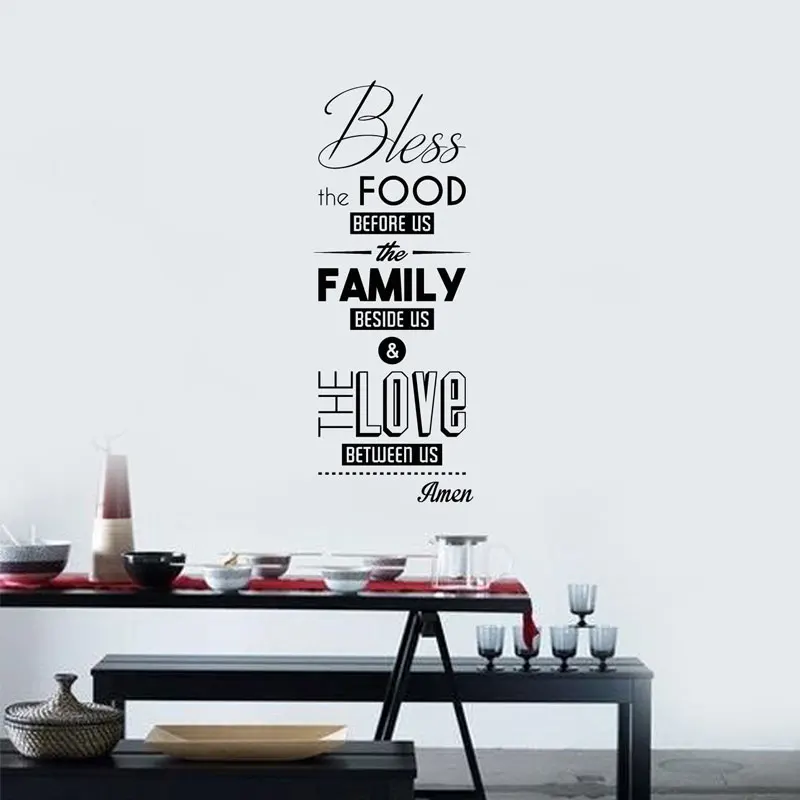 Кухонная настенная виниловая наклейка с цитатами Bless The Food художественный
