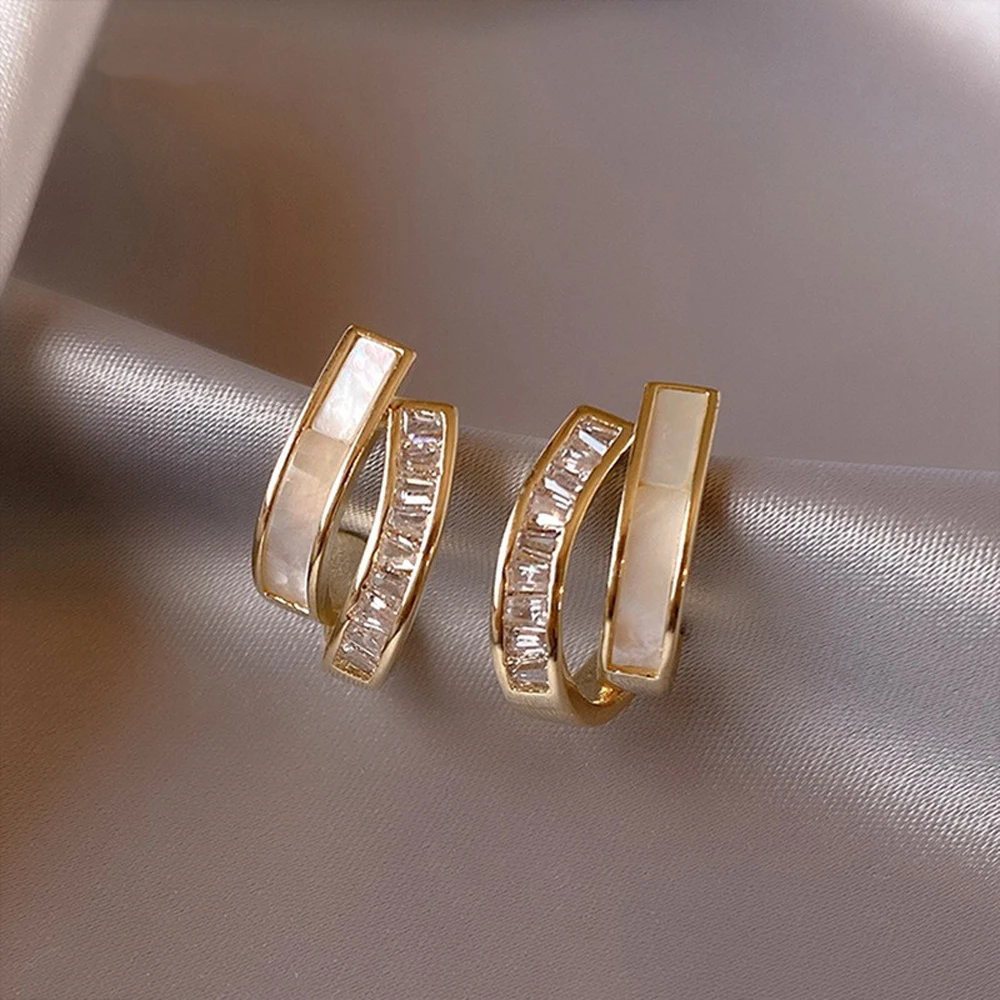 

The New Korean Fashion 2021 Ms Double Shell Earring, Personality, Temperament Elegant Exquisite Jewelry Party Gift