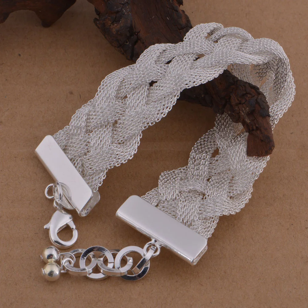 

Женский сетчатый Браслет ручной работы, из серебра 925 пробы, 20 см