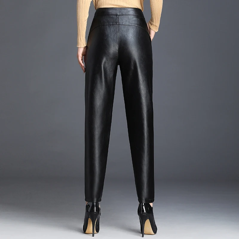 Модные женские кожаные брюки новые осенние и зимние из искусственной кожи тонкие