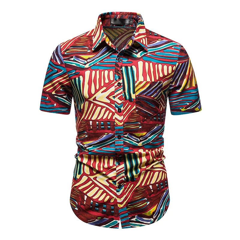 

Vintage Floral Print Hawaiian Shirt Men Hipster Turn-down Short Sleeve Beach Shirts Men Party Casual Holiday Chemise Homme XXXL
