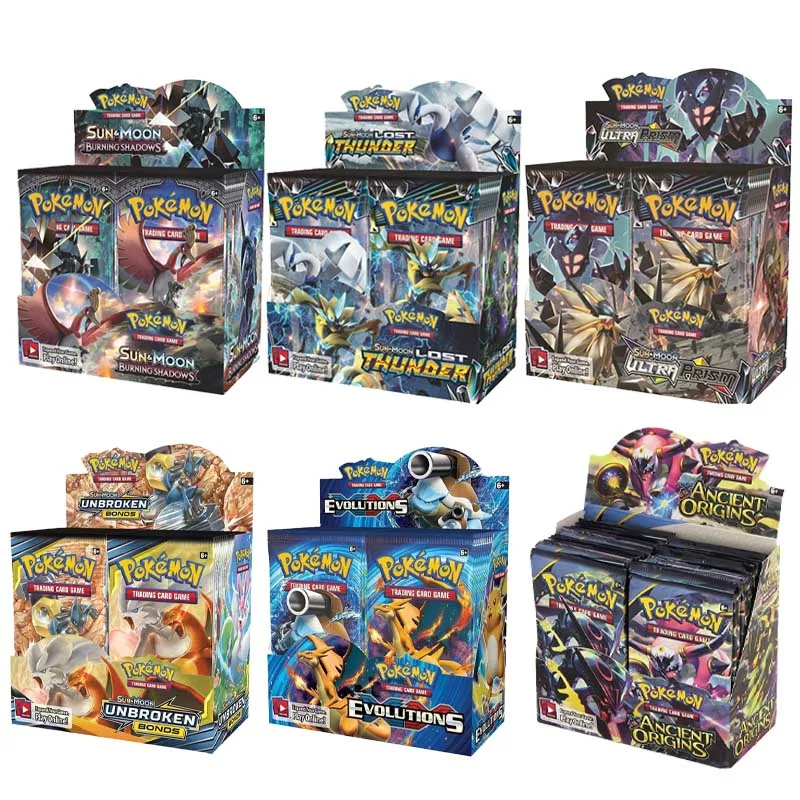 

324 шт. карты Pokemon Tcg: солнце и луна Xy эволюции герметичный бустер 36 упаковок коробка для продажи Мерцающая игра для карт детские игрушки