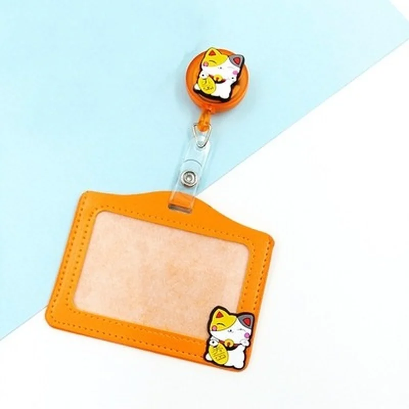 С рисунками фруктов лягушка PU персонал работает держатель для карт с выдвижной