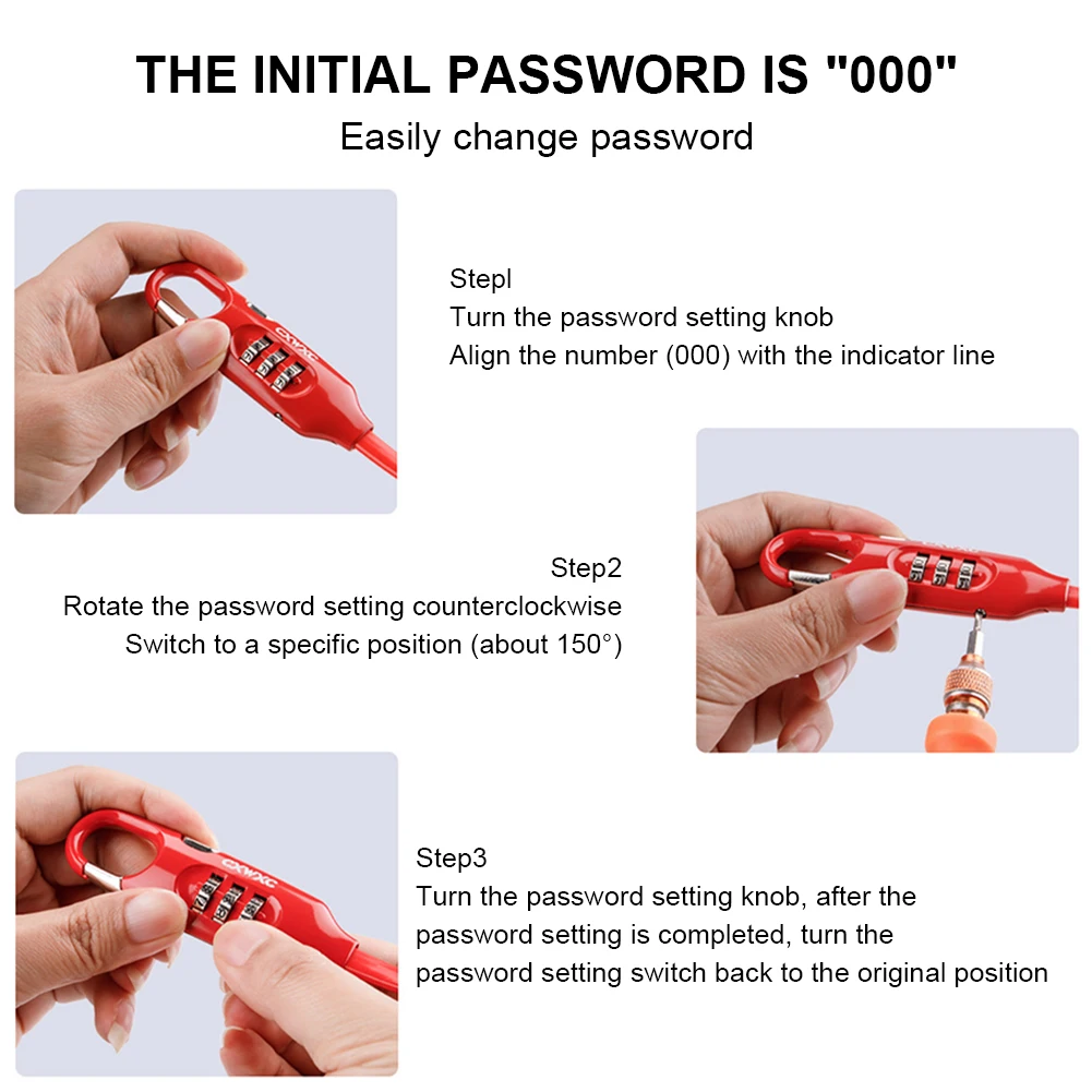 Велосипедные замки 3 цифры Комбинации замок с 180 см Стальная проволока