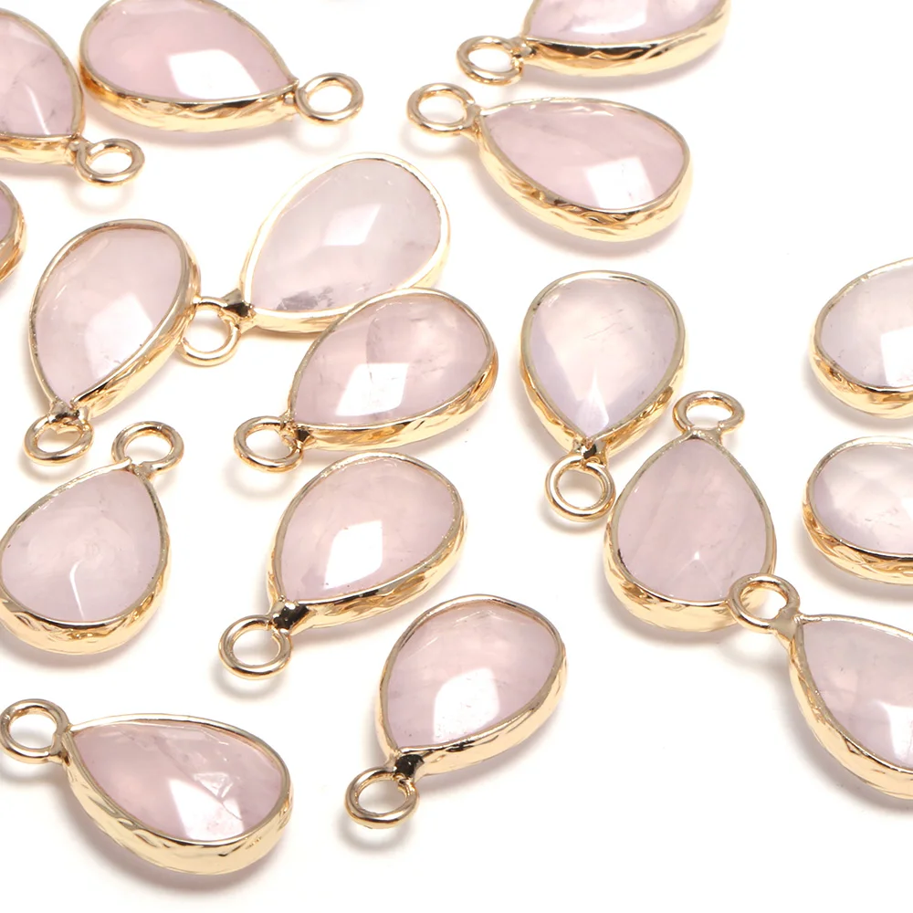 

1PC Natural Stone Drop-shaped Faceted Pendant Rose Quartzs for Jewelry Making DIY Accessories Bracelet Nacklace Earring