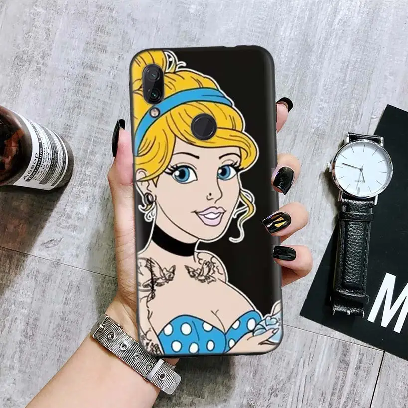 Tattoo girl princess Black Cover Phone Case for Xiaomi Redmi Note 8 7 7S 7A 6 S2 GO K20 Pro 6A Mi 6X 5X A1 CC 9 8 Coque