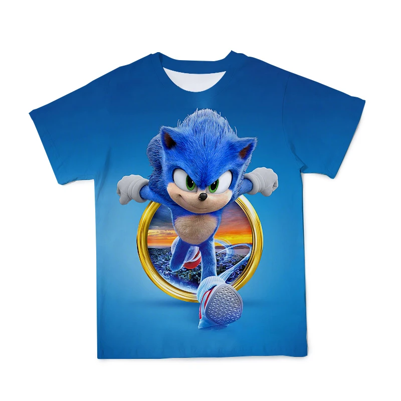 

New Summer 3D Printing T-Shirt 2021Men\Kid\Baby【Sonic】Short Sleeve White\Blue Fashion Cool Large Size Tops Customizable 110-6 XL