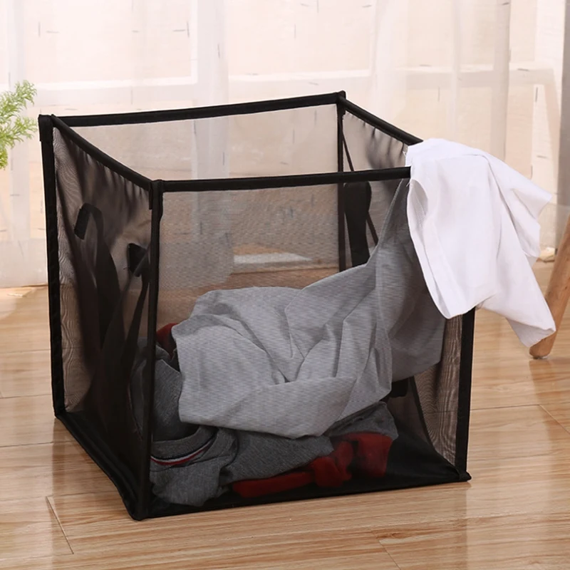 Laundry Basket with Handle Portable Foldable Mesh for Dirty Clothes Cleaning and Storage Children's Room | Дом и сад