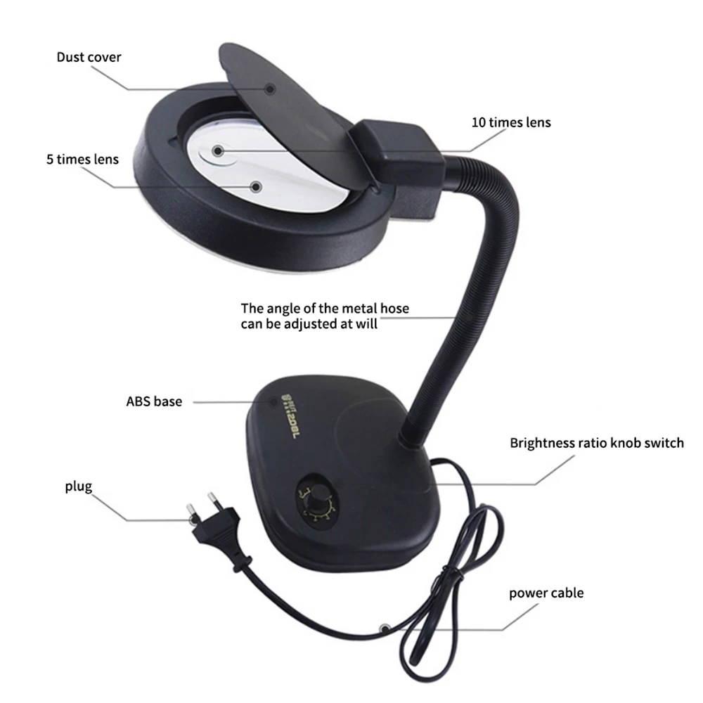 

BST-208L mobile phone repair adjustable brightness can be rotated 360 degrees 36 LED desk lamp magnifying glass