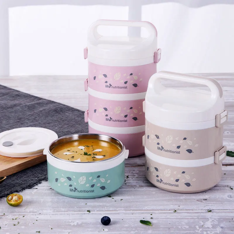 термос для еды Многослойный пищевой большой емкости Ланч бокс из нержавеющей