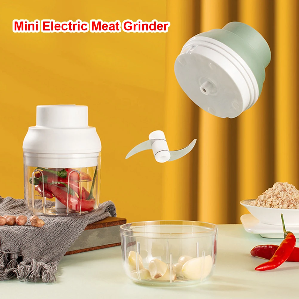 

100/250ml Mini Electric Garlic Chopper Wireless Food Masher Machine Sturdy Durable Chili Ginger Vegetable Crusher Kitchen Tool